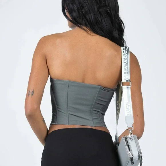 Gray Strapless Corset Top - Picture 2 of 4